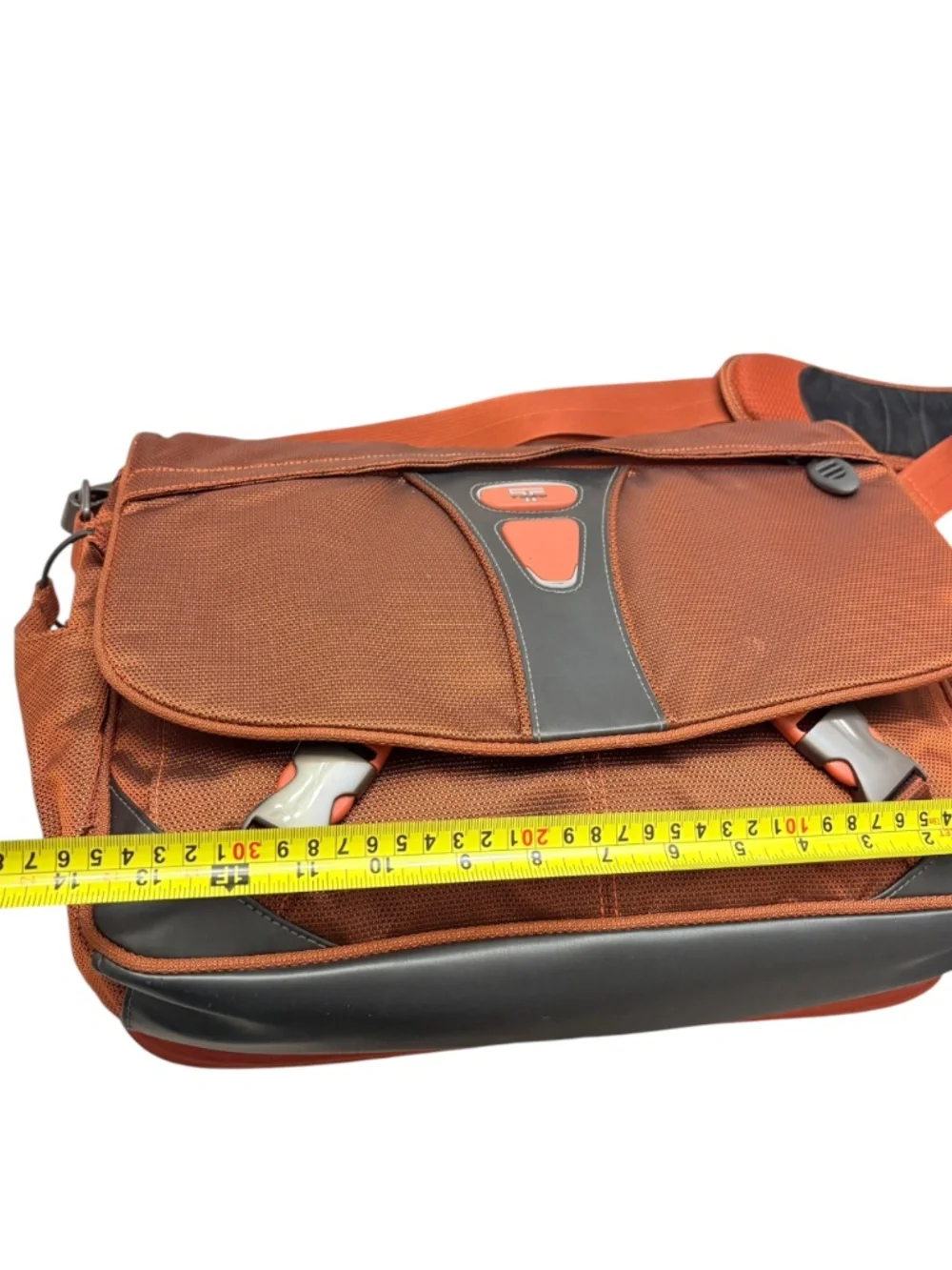 TUMI tech burnt sienna orange laptop briefcase school messenger bag